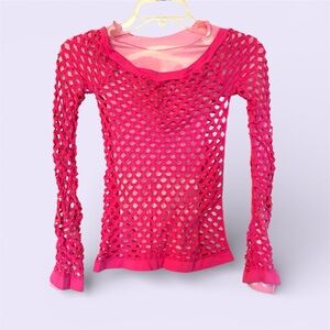 Forever 21 Pink Mesh Bodycon Top with Nylon Stretch Tie Dye Base Layer💗💗Stretchy